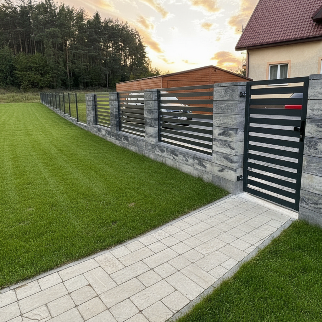 Ogrodzenie palisadowe timeless na pustakach – Najlepsze Ogrodzenie